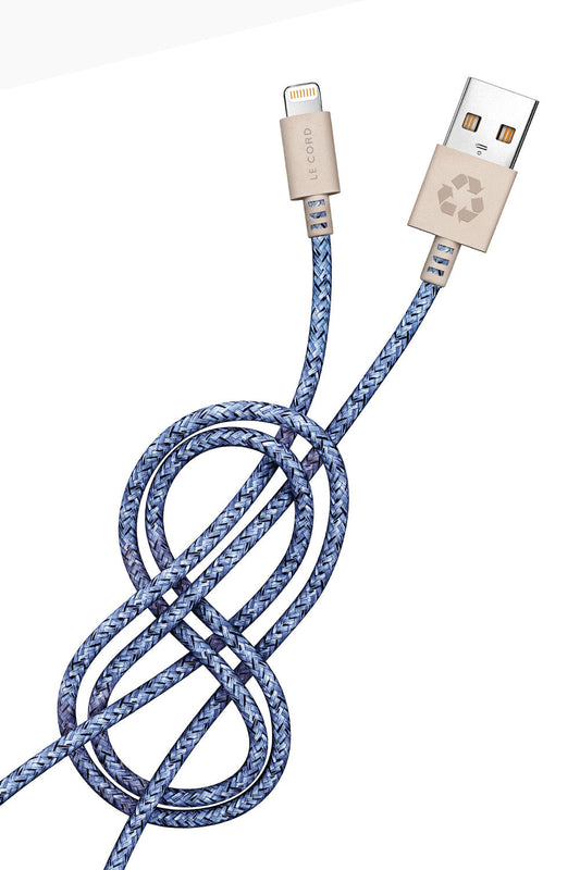 Câble Lightning iPhone Bleu - 2 mètres - Fabriqué à partir de filets de pêche recyclés