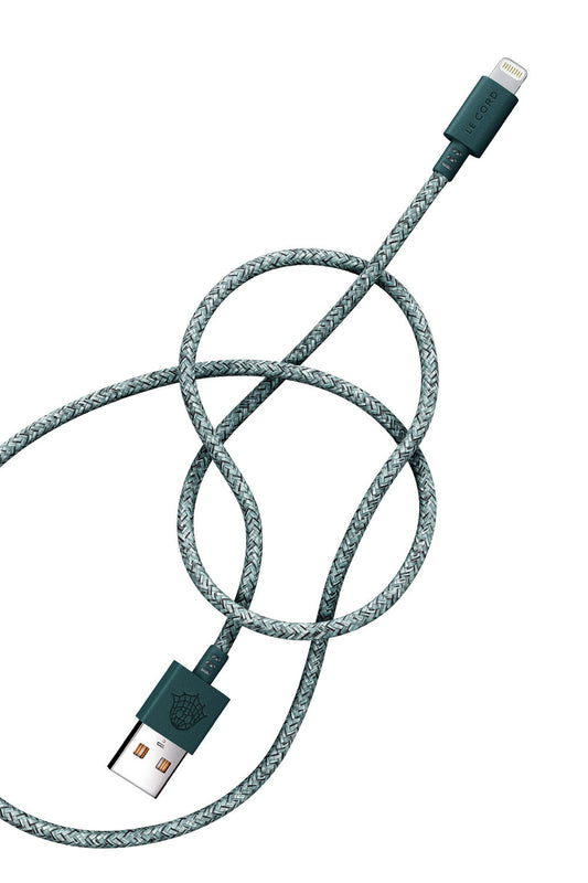 Green iPhone Lightning cable - 2 meters - made from recycled fishing nets